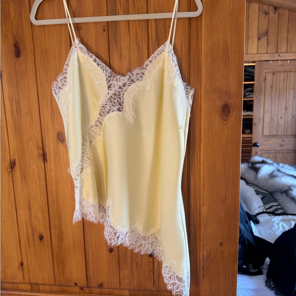 Zara Pale Yellow Lace Trim Camisole